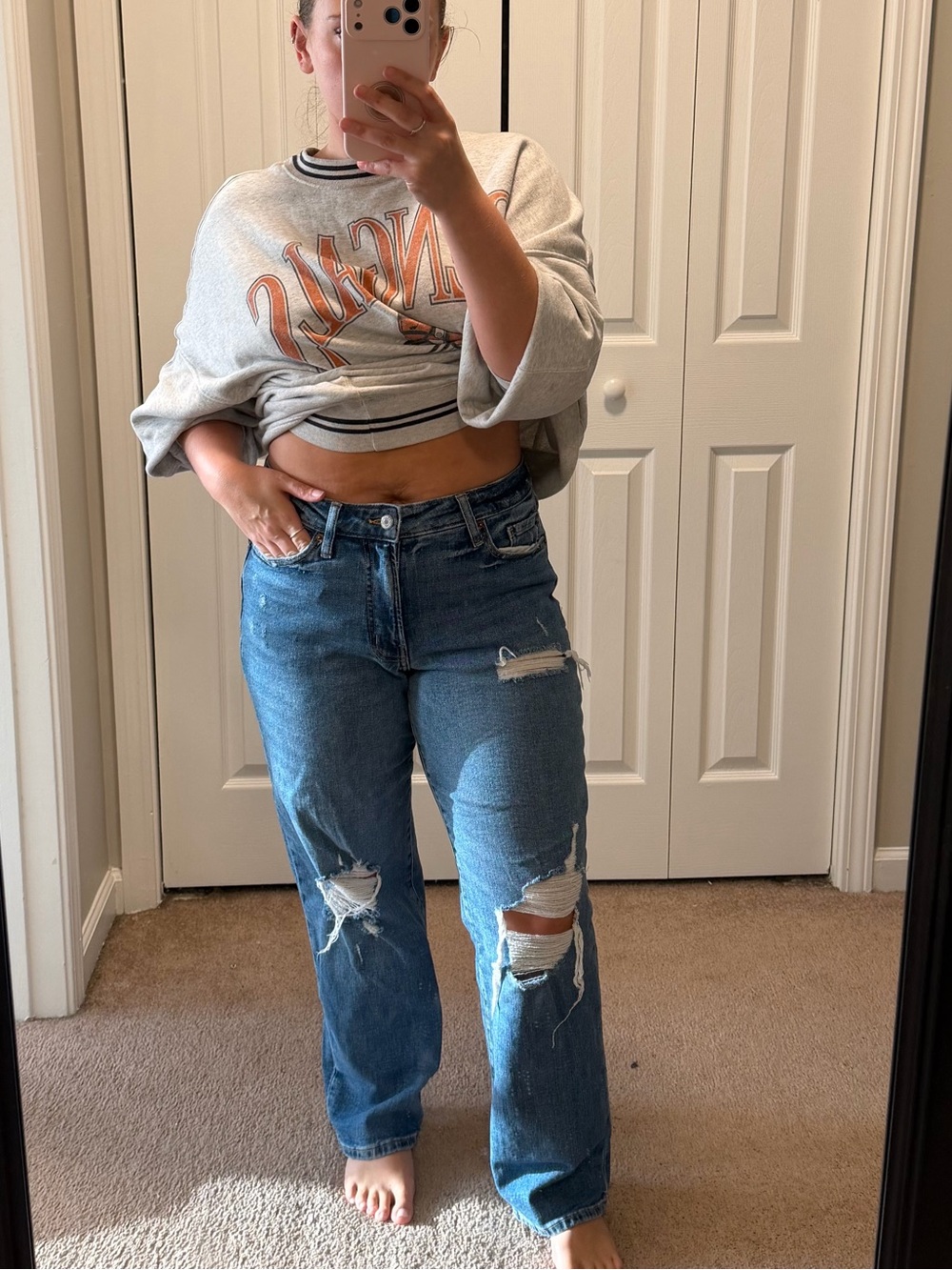 Old Navy Distressed Boyfriend Jeans - Blue Wash